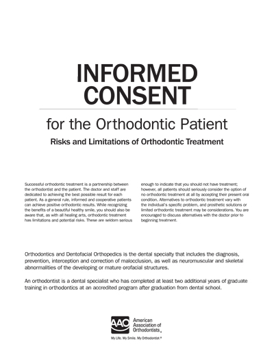 Informed Consent For The Orthodontic Patient (ENGLISH)